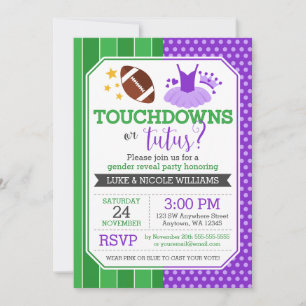 Touchdowns of Tutus Paars Gender Reopenbaarmakings Kaart