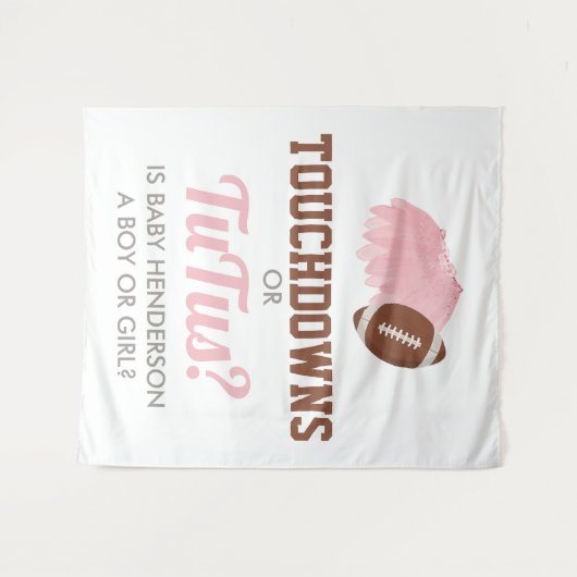 Touchdowns or Tutus Gender Reveal Backdrop Wandkleed (Voorkant (horizontaal))