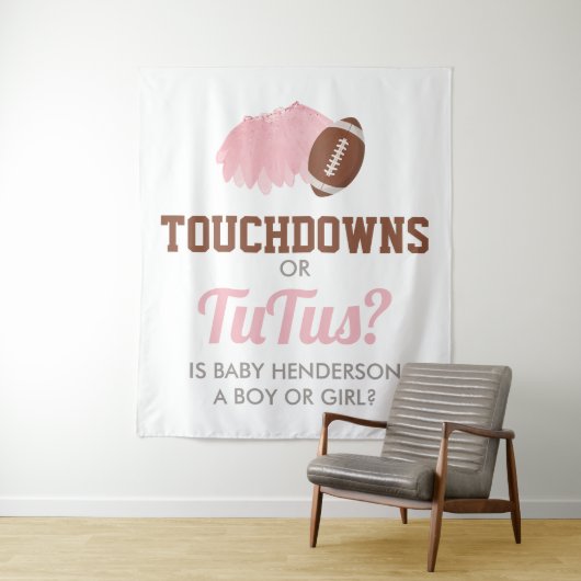 Touchdowns or Tutus Gender Reveal Backdrop Wandkleed (In situ)