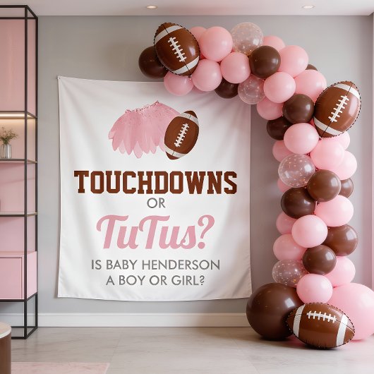 Touchdowns or Tutus Gender Reveal Backdrop Wandkleed