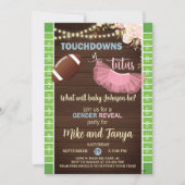 Touchdowns or Tutus gender reveal invitation. Kaart (Voorkant)