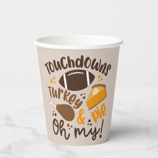 Touchdowns Turkije & Pie | Oh, mijn Papieren Bekers (Voorkant)