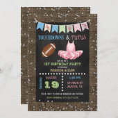 Touchdowns & Tutus Twins Verjaardag of Baby shower Kaart (Voorkant / Achterkant)
