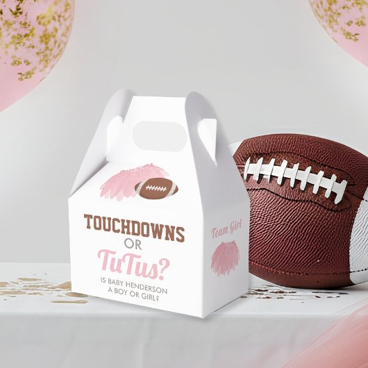 Touchdowns voor Tutus Gender Reveal Dank u Bedankdoosjes
