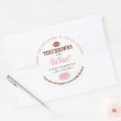 Touchdowns voor Tutus Gender Reveal Dank u Ronde Sticker (Envelop)