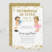 Touchdowns voor Tutus Gender Reveal uitnodiging Go (Voorkant / Achterkant)