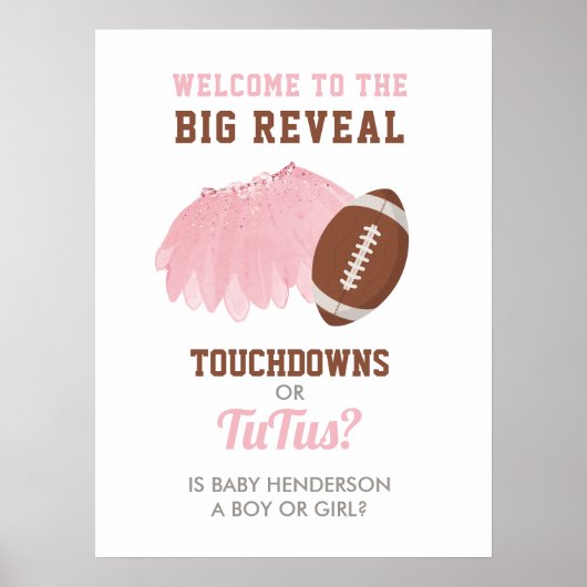 Touchdowns voor Tutus Gender Welkom Poster (Voorkant)