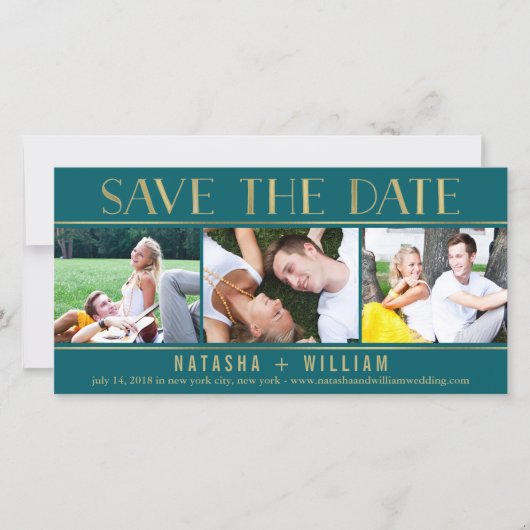 Touche van Goud BEWERKBARE KLEUR Collage Bewaar de Save The Date (Voorkant)