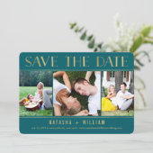 Touche van Goud BEWERKBARE KLEUR Collage Save The Date (Staand voorkant)