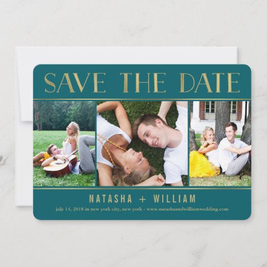 Touche van Goud BEWERKBARE KLEUR Collage Save The Date (Voorkant)