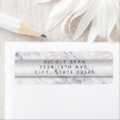 Touche van Rose Witte & Grijze Marmer Swirl Chic F Etiket (Insitu)