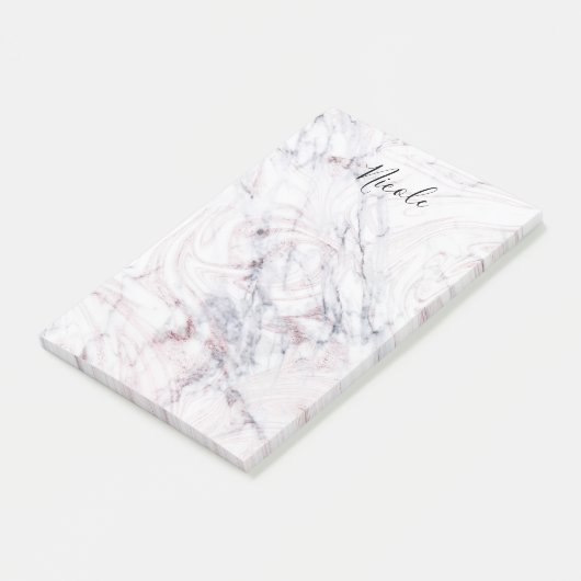 Touche van Rose Witte & Grijze Marmer Trendy Chic Post-it® Notes (Schuin)