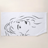 Touching Black Line Art gestileerde Vrouw Visual Strandlaken (Voorkant)