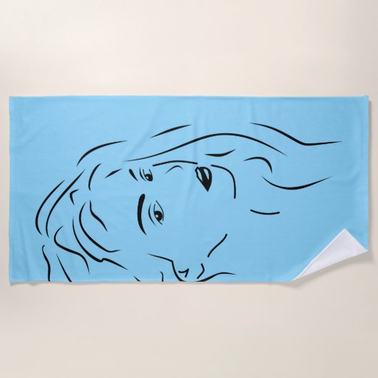 Touching Black Line Art gestileerde Vrouw Visual Strandlaken (Voorkant)