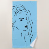 Touching Black Line Art gestileerde Vrouw Visual Strandlaken (Voorkant)