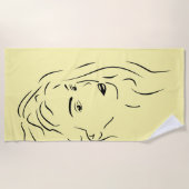 Touching Black Line Art gestileerde Vrouw Visual Strandlaken (Voorkant)