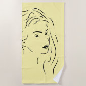 Touching Black Line Art gestileerde Vrouw Visual Strandlaken (Voorkant)