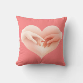 Touching Pink Hands Heart Love Throw Pillow  Kussen