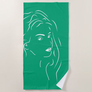 Touching White Line Art gestileerde Vrouw Bea Strandlaken
