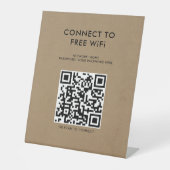 Touchless Menu QR Code Connect WiFi Kraft Reclamebord Met Voetstuk (Voorkant)