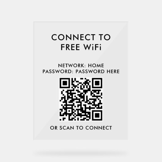 Touchless Menu QR Code Verbind WiFi Acryl Bord (Voorkant)