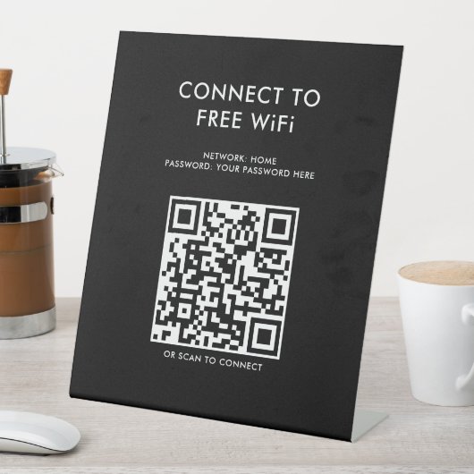 Touchless Menu QR-code Verbind WiFi zwart Reclamebord Met Voetstuk (Insitu)