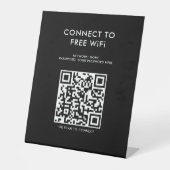 Touchless Menu QR-code Verbind WiFi zwart Reclamebord Met Voetstuk (Voorkant)