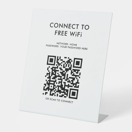 Touchless Menu QR-code WiFi-wit verbinden Reclamebord Met Voetstuk (Voorkant)