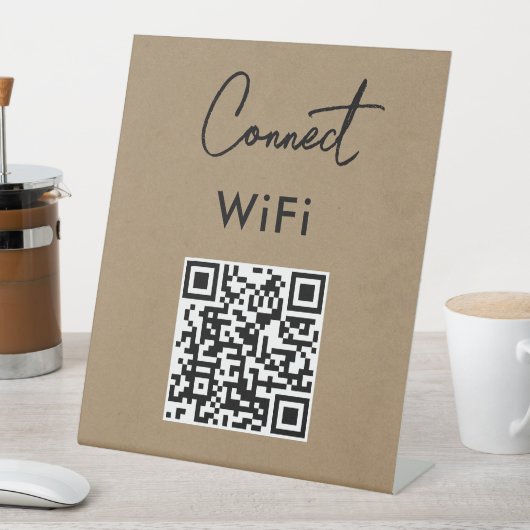 Touchless Menu QR Connect WiFi Kraft Reclamebord Met Voetstuk (Insitu)
