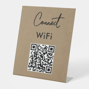 Touchless Menu QR Connect WiFi Kraft Reclamebord Met Voetstuk