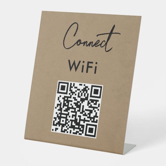 Touchless Menu QR Connect WiFi Kraft Reclamebord Met Voetstuk (Voorkant)