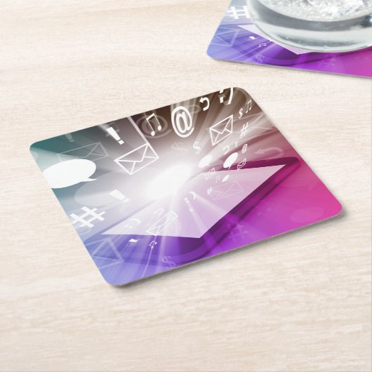 Touchscreen Smart Phone Downloadt Apps en Cloud Kartonnen Onderzetters (Schuin)