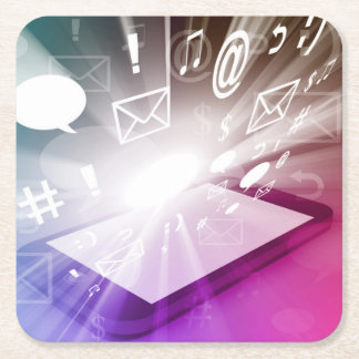 Touchscreen Smart Phone Downloadt Apps en Cloud Kartonnen Onderzetters