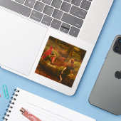 Touchstone and Audrey (Jester Teasing Lady Lover) Sticker (Laptop met iPhone)