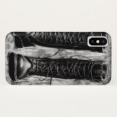 Tough Biker Black Lace Up Boots Drawing Case-Mate iPhone Case (Achterkant (horizontaal))