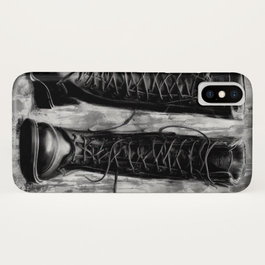 Tough Biker Black Lace Up Boots Drawing Case-Mate iPhone Case (Achterkant (horizontaal))