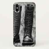 Tough Biker Black Lace Up Boots Drawing Case-Mate iPhone Case (Achterkant)