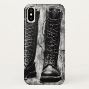 Tough Biker Zwarte Veterlaarzen Tekening Case-Mate iPhone Case