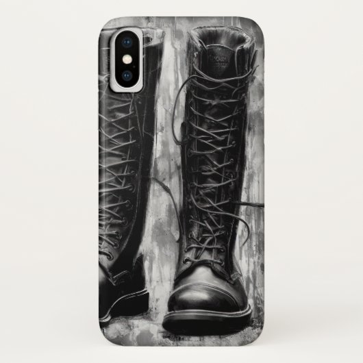 Tough Biker Zwarte Veterlaarzen Tekening Case-Mate iPhone Case (Achterkant)