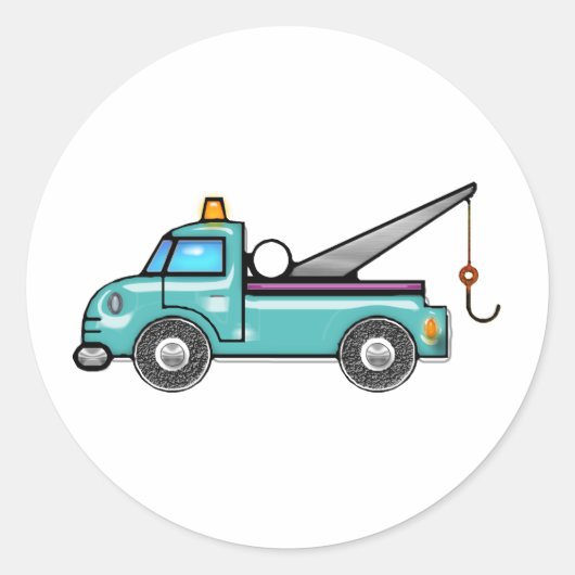Tough Blue Tow Truck Ronde Sticker (Voorkant)