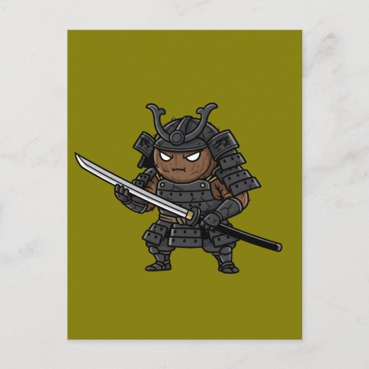 Tough Coconut Samurai Guardian Katana Illustration Briefkaart (Voorkant)