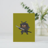 Tough Coconut Samurai Guardian Katana Illustration Briefkaart (Staand voorkant)