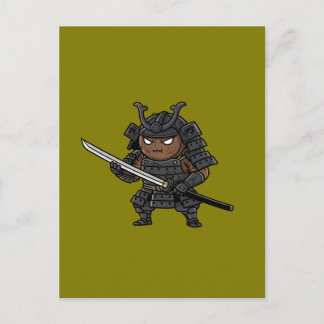 Tough Coconut Samurai Guardian Katana Illustration Briefkaart