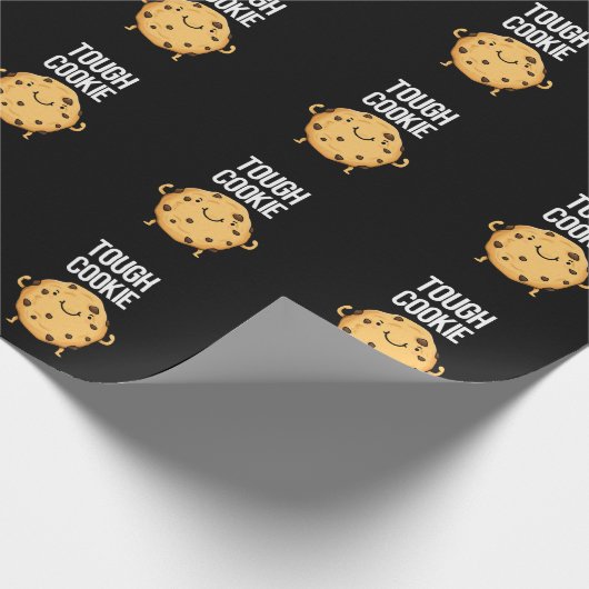 Tough Cookie Funny Cookie Pun Dark BG Cadeaupapier (Hoek)