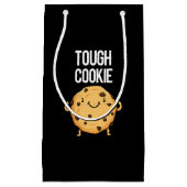 Tough Cookie Funny Cookie Pun Dark BG Klein Cadeauzakje (Voorkant)
