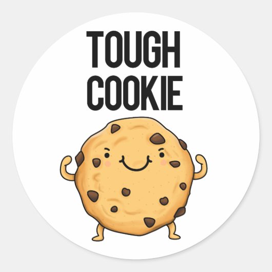 Tough Cookie Funny Cookie Pun Ronde Sticker (Voorkant)