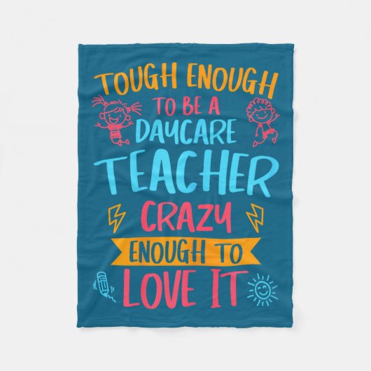 Tough Enough To Be A Daycare Teacher Funny Daycare Fleece Deken (Voorkant)