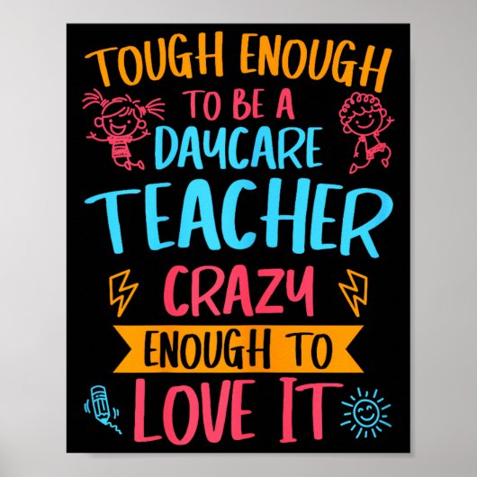Tough Enough To Be A Daycare Teacher Funny Daycare Poster (Voorkant)