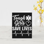 Tough Girls Save Lives Ems Paramedic Emt Stethosco Kaart (Gele Bloem)
