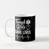 Tough Girls Save Lives Ems Paramedic Emt Stethosco Koffiemok (Links)